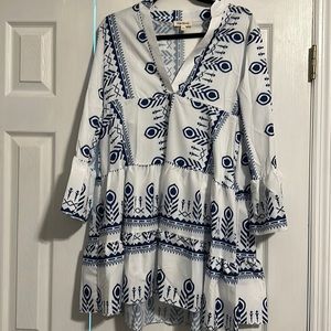 Blue and white dress